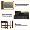 thumbnail image 3 of Makeup Vanity Desk and Stool with Mirror, Modern Vanity Table with Charging Station, 4 Drawers and 2 Open Shelves, 3 Lighting Mode Adjustable Dressing Table Set for Bedroom, Makeup Studio, 3 of 7