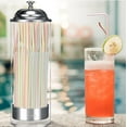 Straw Dispenser with Stainless Steel Lid, Clear Acrylic Straw Holder