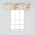 thumbnail image 2 of Flowers Boho Window Valance, Vintage Design Garden Rose Writings with Floral Pattern with Leaves, Curtain Valance for Kitchen Bedroom with Rod Pocket, 54" X 18", Hot Pink Apple Green, by Ambesonne, 2 of 2