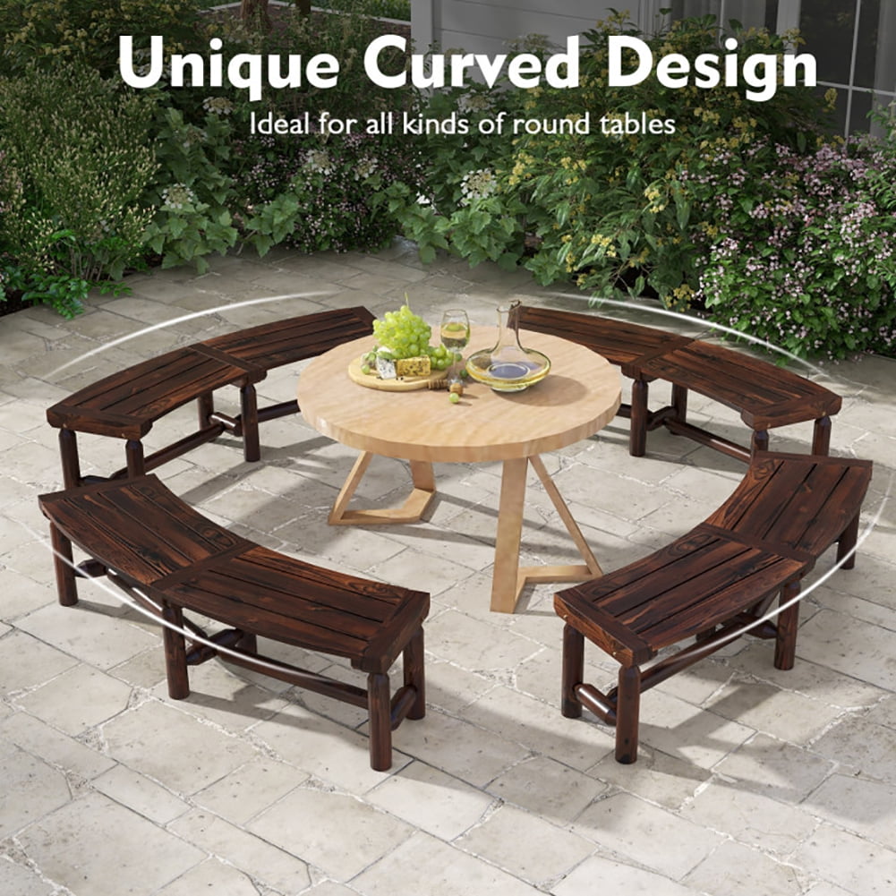 Aimee Lii Patio Curved Bench for Round Table Spacious and Slatted Seat, Outdoor Patio Furniture Aimee Lii Patio Curved Bench for Round Table Spacious and Slatted Seat, Outdoor Patio Furniture