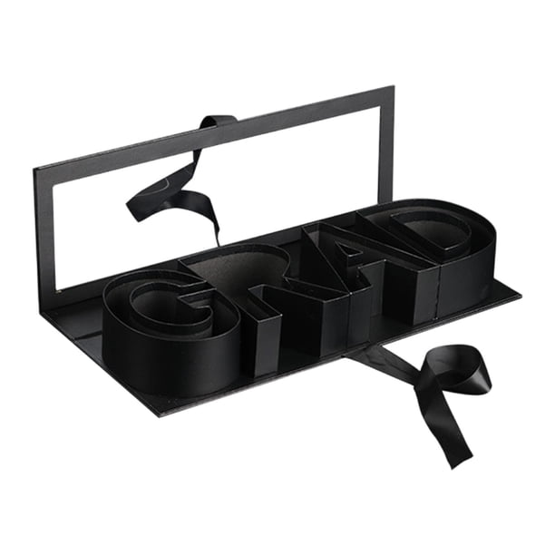 Caja de flores para graduación, regalos de cumpleaños, contenedor creativo con tapa, caja floral Negro