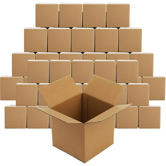 5x5x5 inch corrugated cardboard small packaging kraft paper moving mailing box, 6 pieces   12 small fragile labels