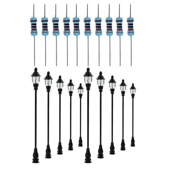 Ana 10pcs Model Railroad train OO/HO Scale Lamp Posts Led Street Light Lamp
