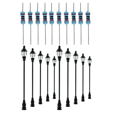 

Fule 10pcs Model Railroad train OO/HO Scale Lamp Posts Led Street Light Lamp