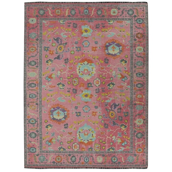 Pemberly Row Modern Polyester 8' X 10' Area Rug in Pink and Blue