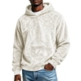 thumbnail image 2 of qafoshin Mens Warm Fuzzy Hoodies Fall Winter Casual Fleece Hooded Sweatshirt Fashion Solid Color Pullover Tops S-3XL, 2 of 6