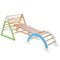 thumbnail image 6 of EUROCO Wooden Climbing Frame, Toddler Climbing Toys Indoor, Wooden Playground Climber with Ramp, Arch and Ladder, 6 of 9