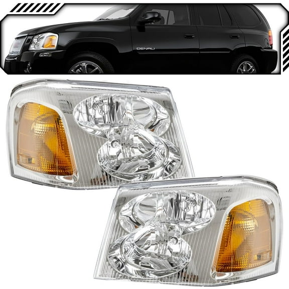 EPIC LIGHTING OE Style Halogen Headlights Assembly Replacement for GMC 02-09 ENVOY [ GM2502220 GM2503220 15866071 15833070 ] Pair