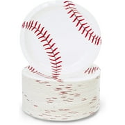 Baseball Plates for Sports Birthday Party (White, 7 Inches, 80 Pack)