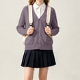 thumbnail image 5 of BLVB Girls Cardigan Long Sleeve Button down Sweater Kids Knit School Uniform Sweaters for Teen Girls with Pockets 5-17 Years(Bronze,16-17 Years), 5 of 7