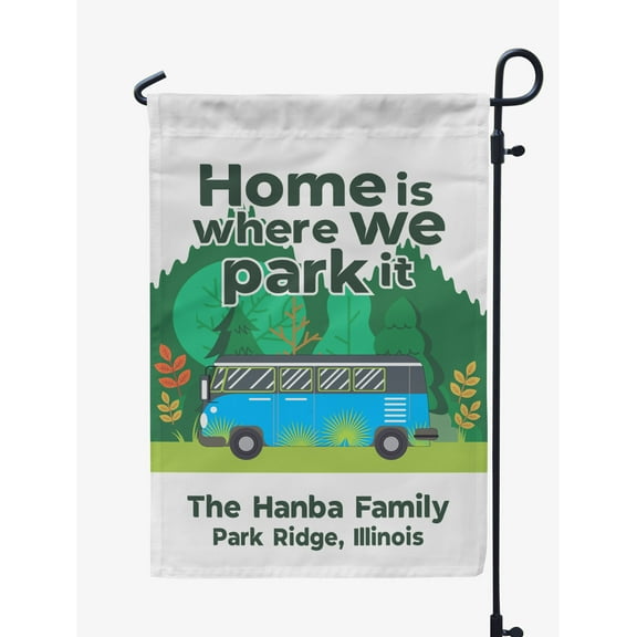 Printtoo White Home Is Where We Park It Caravans Personalized Camping Flags For Campers Double Sided CampsiteFlagOutdoor GardenFlags
