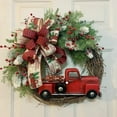 thumbnail image 2 of Red Truck Christmas Wreath, Vintage Farmhouse Red Truck Wreath with Pine Cones Winter Berry Wreath Rustic Christmas Garland Fall Wreaths for Front Door Thanksgiving Decoration Xmas Decor, 2 of 7