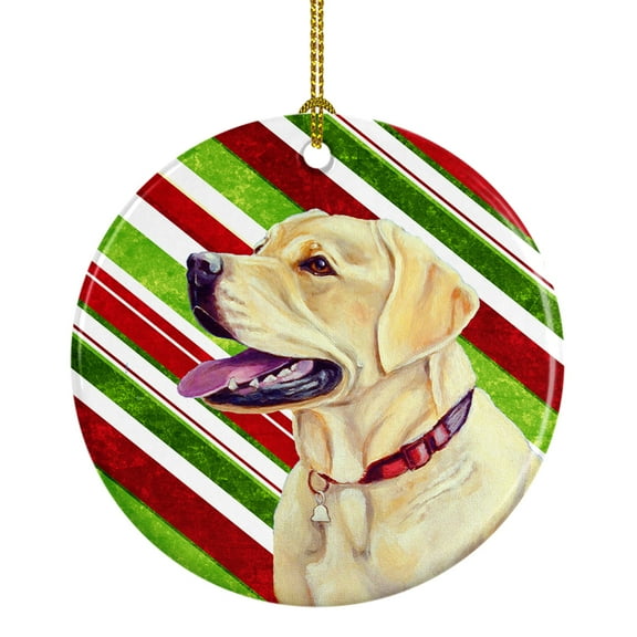 Labrador Candy Cane Holiday Christmas Ceramic Ornament LH9248