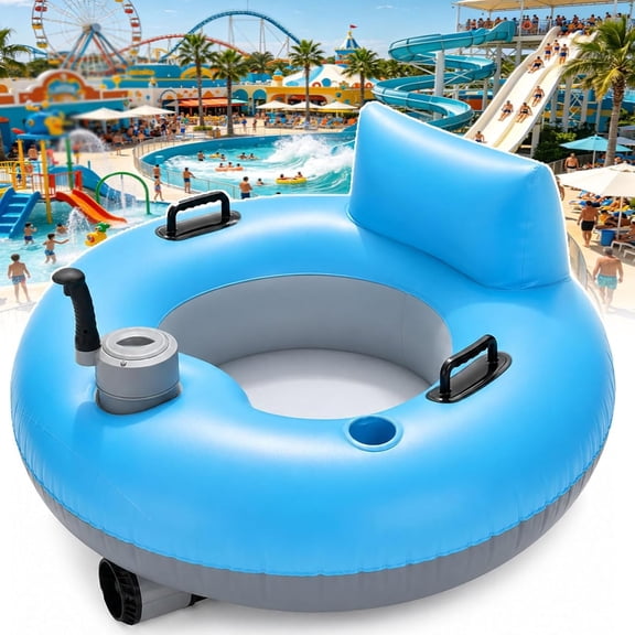 Motorized pool float,Inflatable River Tube Float with Backrest for Party Summer Water Beach,360 Rotation for Lake Sea Summer Water Fun