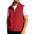 thumbnail image 6 of Mens Big & Tall Lightweight Full Zip Stand Collar Golf Vest, Multi Zipper Pockets Sleeveless Casual Outdoor Hiking Fishing Travel Waistcoat Jacket Size M-5XL Red, 6 of 9