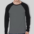 thumbnail image 2 of Huankd Men's Long Sleeve Shirt Fall Crewneck Color Block Loose Fit T Shirts Casual Pullover Tees Dark Gray 3XL, 2 of 5
