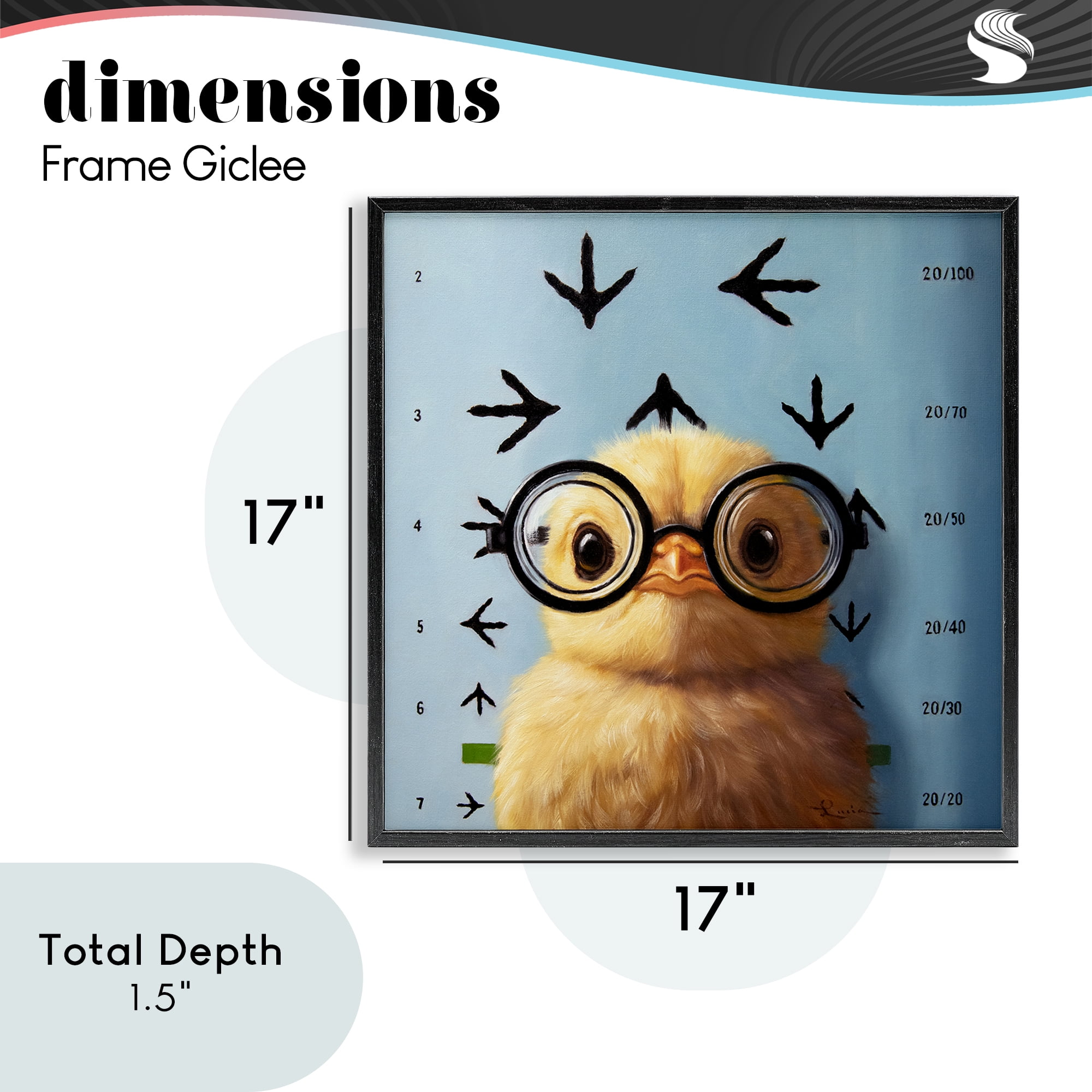 Four Eyes Chick Vision Black Framed Giclee Art, design by Lucia Heffernan