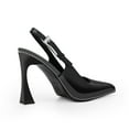 thumbnail image 2 of YOWMNS Women's Closed Toe High Heel Slingback Beaded Pumps Sexy Buckle Strap Square Toe Slip On Patent Leather Dress Shoes (Black,8.5), 2 of 5