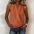 thumbnail image 2 of Womens Tank Tops Side Tie V Neck Loose Fit Cotton Sleeveless Shirts Casual Summer Orange Halter Tops for Women, 2 of 7
