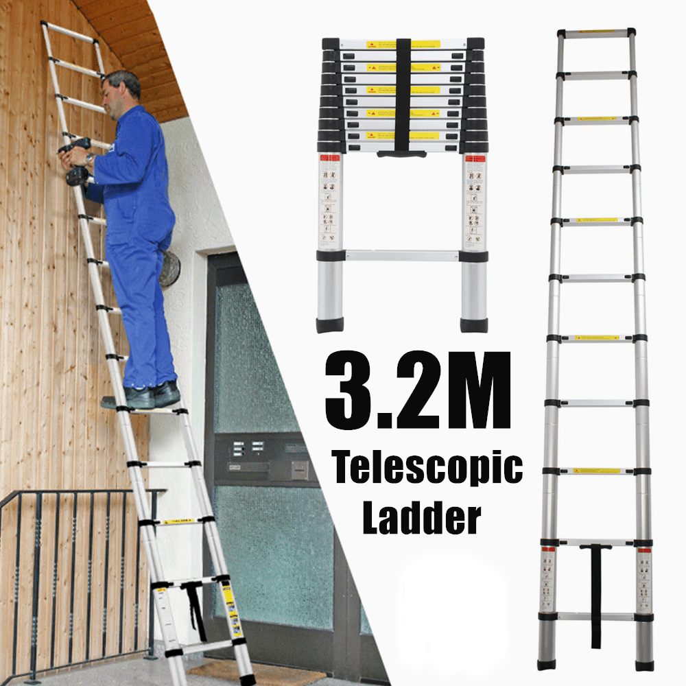 10.5FT 12.5FT 17FT Aluminum Multi-Purpose Telescopic Ladder Extension Foldable 