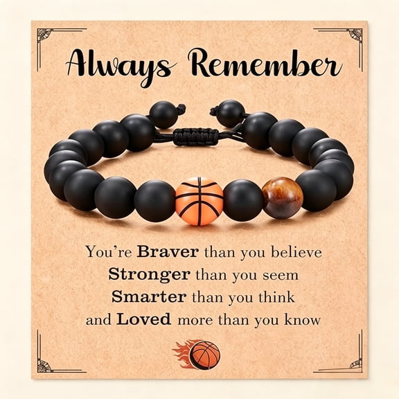 Sports Charm Bracelet, Basketball Adjustable Braided Bracelet Gift for Teen Boys Girls