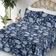 thumbnail image 3 of Ambesonne Springtime Fitted & Flat Sheet with Sham 3 Pcs Set, Asian Leafy Branches Art, Twin, Dark Lavender Ceil Blue, 3 of 5
