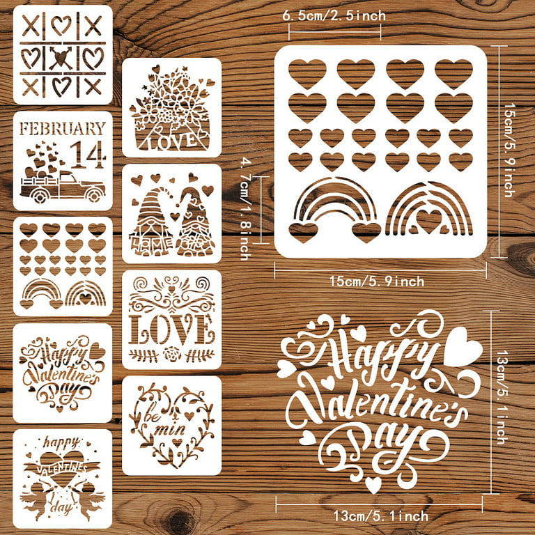 8 Pcs Valentine's Day Stencils for Painting on Wood, Loving Heart Reusable  Plastic Stencils Rose Flowers Craft Painting Templates for Valentine's Day