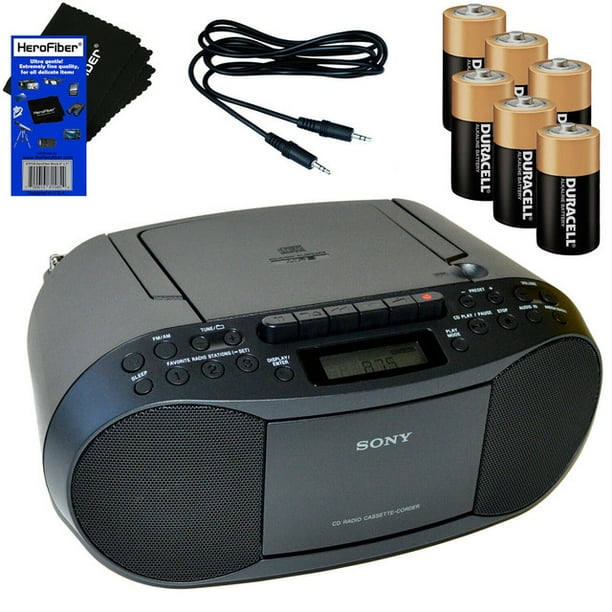Sony MP3 CD, Radio, Cassette Player Boombox w/Mega Bass + 6 Batteries, Aux Cble