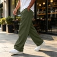 thumbnail image 5 of Men's Baggy Sweatpants Casual Trendy Wide Leg Drawstring Waist Jogging Pants Relaxed Fit Sweatpants for Gym Athletic with Pockets Army Green L, 5 of 7