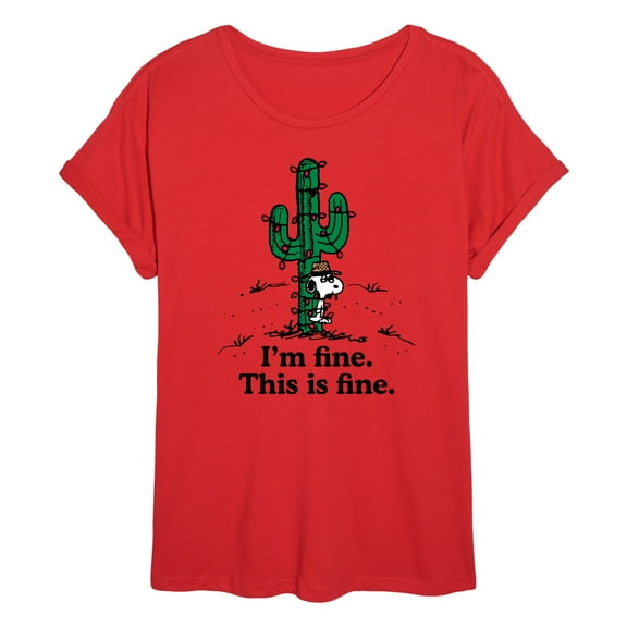 Peanuts - Im Fine Spike - Womens Oversized Graphic T-Shirt