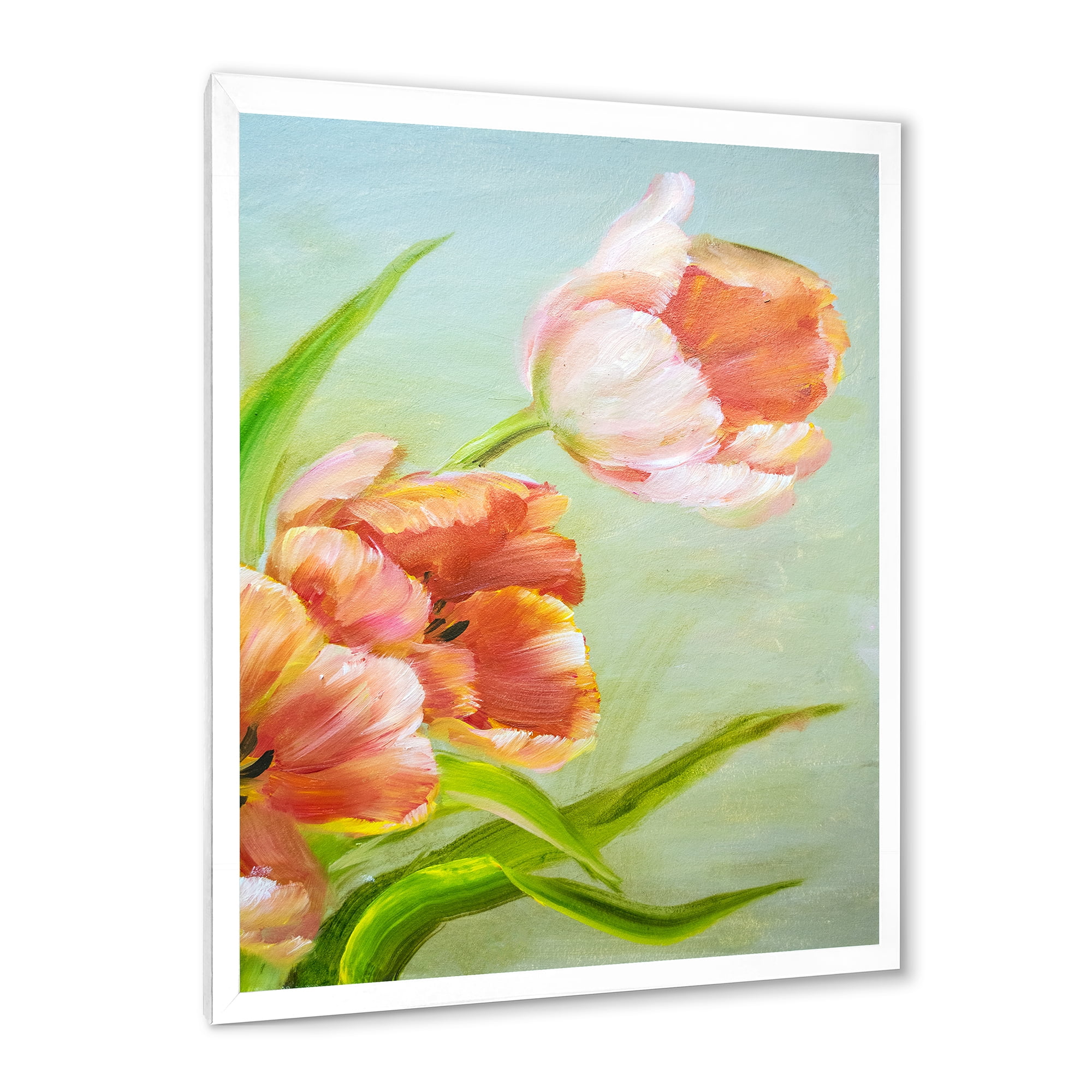 Designart 'Ancient Red Tulips Flowers I' Traditional Framed Art Print