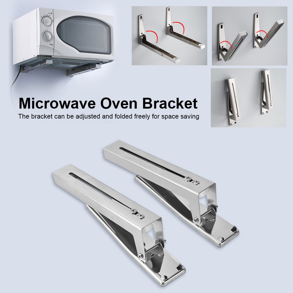 Stainless Steel Microwave Oven Wall Mount Bracket Foldable Stretch Shelf Rack 