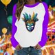 thumbnail image 1 of Xuyuer Mardi Gras Shirts for Women Shirt Funny Mask Graphic Tee Carnival Long Sleeve Shirt V Neck Top, 1 of 6
