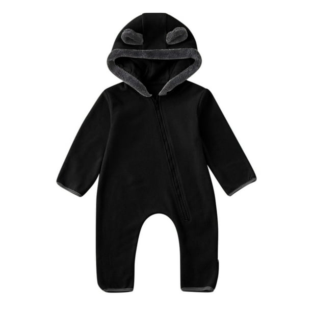 Lolmot Fluffy Baby Jumpsuit Hooded Fleece Rompers Long Sleeve