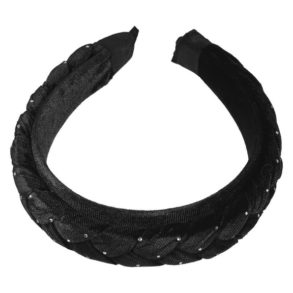 Unique Bargains 1 Pcs Velvet Twist Braid Headband Fashion Hairband for Woman Non Slip Black