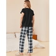 thumbnail image 4 of Ekouaer Pajama Sets for Women Round Neck Pjs Short Sleeve Sleepwear with Long Pants Loose Lounge Sets, 4 of 6