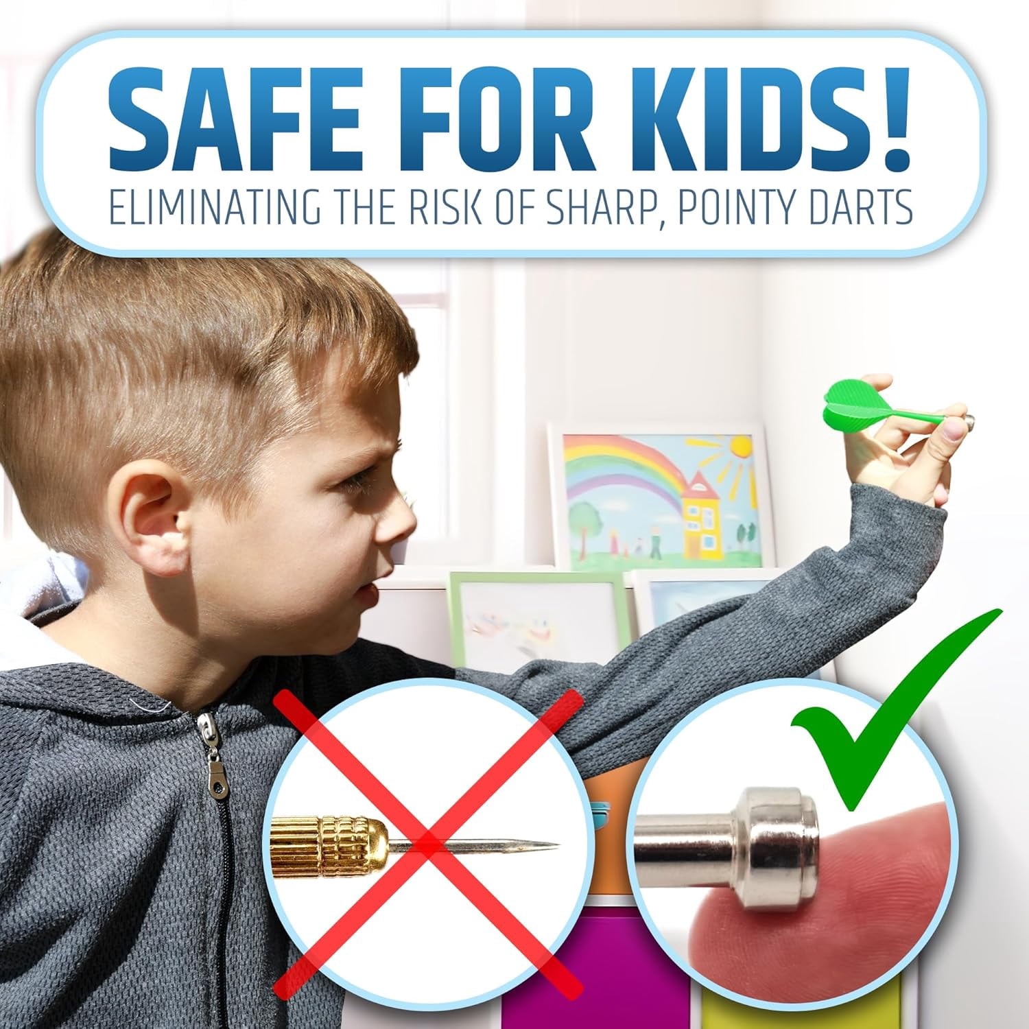 HMMAGNETS Large Magnetic Dart Board for Kids with 12 Magnetic Darts & Dry Erase Scoreboard