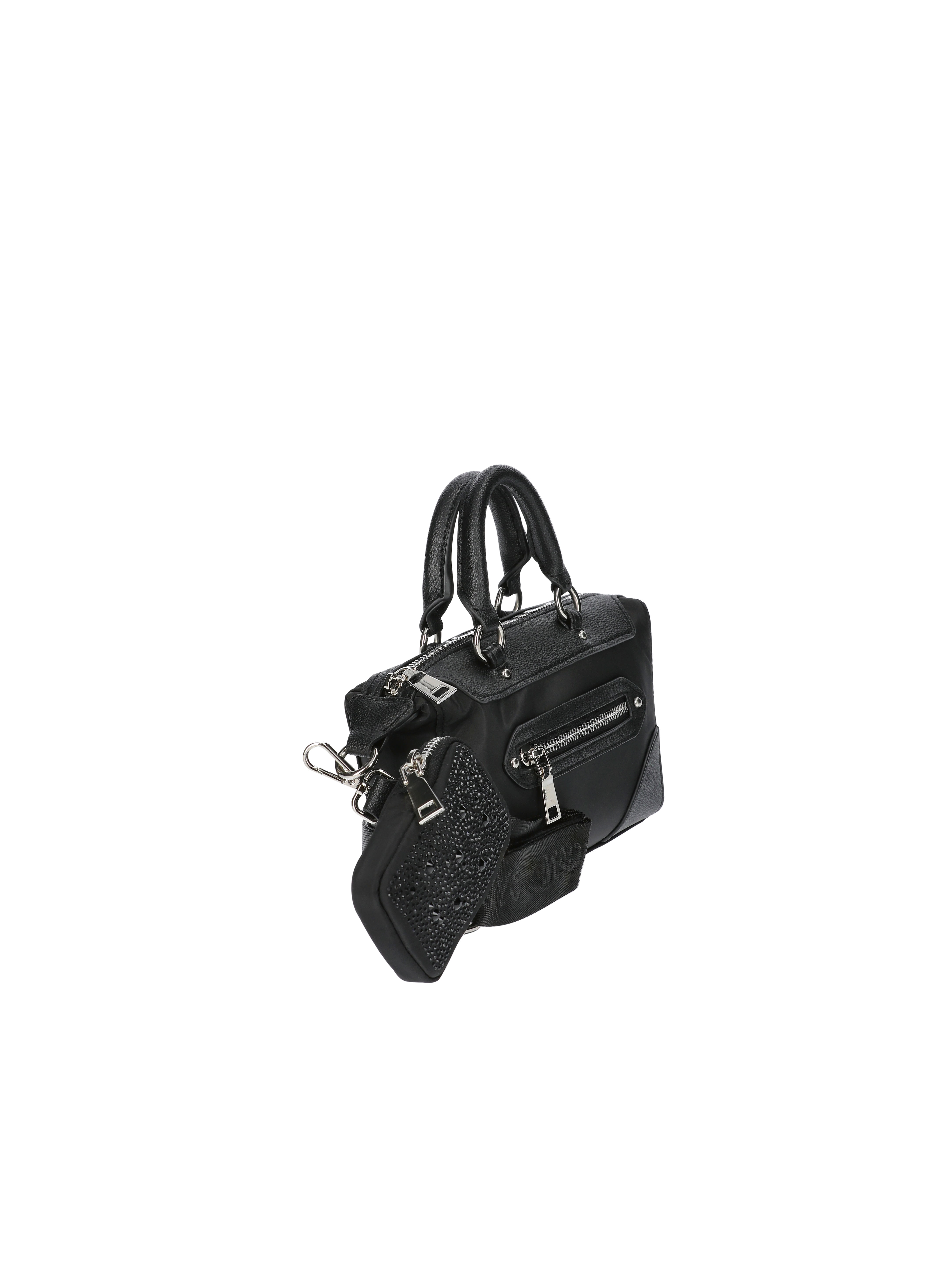 Madden NYC Women's Micro Top Handle Nylon Mini Handbag, Black
