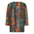 thumbnail image 5 of 3/4 Sleeve Tops for Women Dressy Spring Tops for Women Women's Fashion Boho Shirts Floral Printed T-Shirt 3/4 Sleeves Blouse V-Neck Casual Tops Brown XXXL, 5 of 5