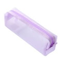 thumbnail image 1 of HEVIRGO Solid Color Zipper Clear Mesh Pencil Case Pen Storage Bag Student Gift Purple Nylon, 1 of 8