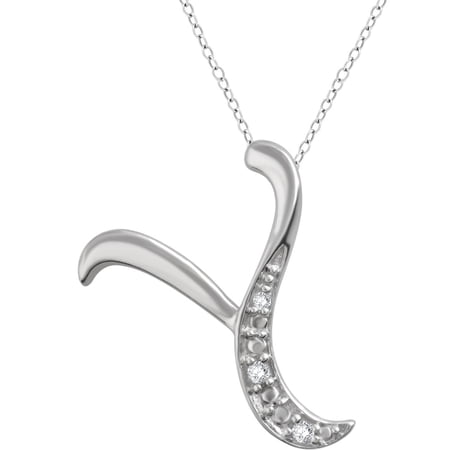 Arista Diamond Accent White "Y" Initial Women's Pendant in Sterling Silver, 18"