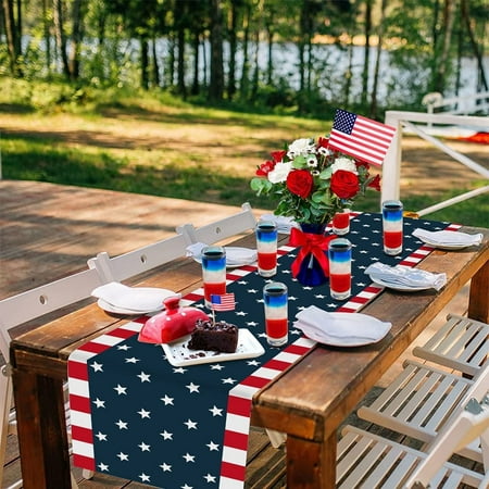 

knqrhpse room decor 4th Of July Table Runner 13 X 72 Inches Patriotic Memorial Independence Day Decoration Linen Table Runners For Farmhouse Kitchen Dining Holiday Birthday Party 13 X 72 home decor