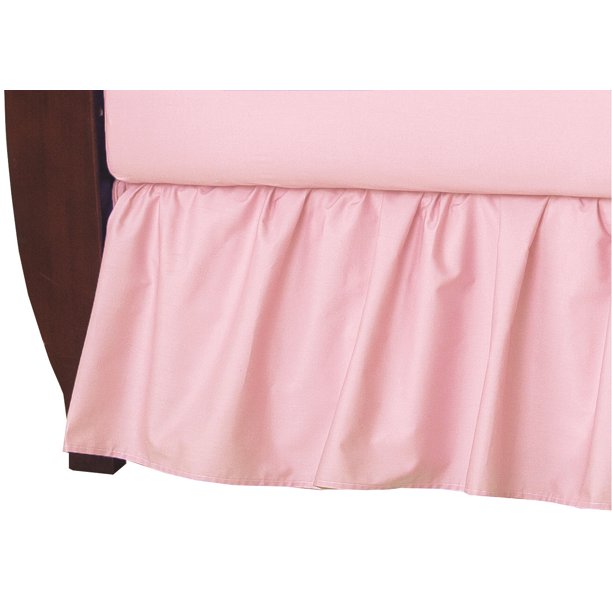 TL Care 100 Natural Cotton Percale Crib Bed Skirt, Pink, Soft