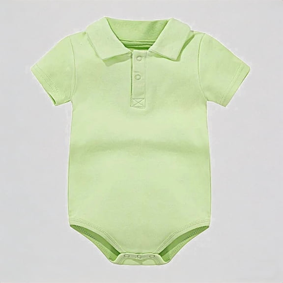 Krdevn Baby Bodysuit Casual Summer Outfit Basic Solid Color Short Sleeve Romper Beach School Party Toddler Clothes,12-18 Months