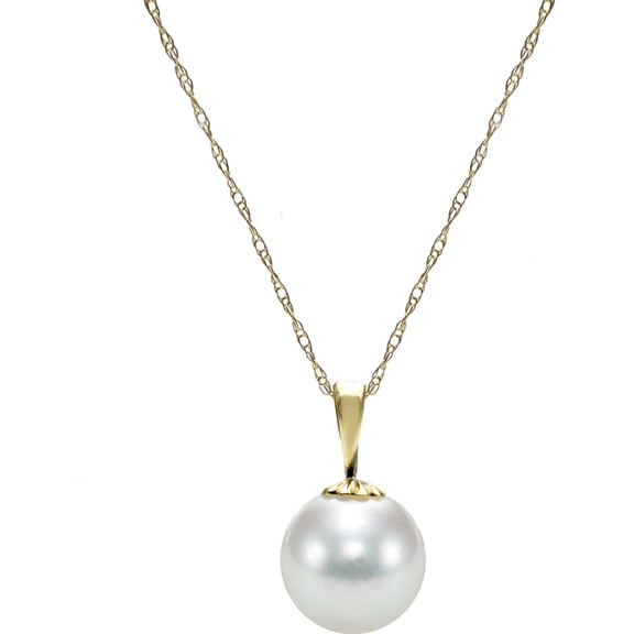 ADDURN 14kt Gold 8-8.5mm Akoya Pearl/Flower/18" 9R Chain Pendant