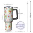 thumbnail image 2 of 40oz Pioneer Flower Floral Print Pattern Insulated Tumbler with Handle, BPA-Free Leak Proof Lid and Straws, Double Wall Vacuum, Hot 12h/Cold 34h, 2 of 6