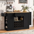 thumbnail image 1 of Black & Natural Wine Bar Cabinet with Power Outlet - 47" Server, 1 of 8