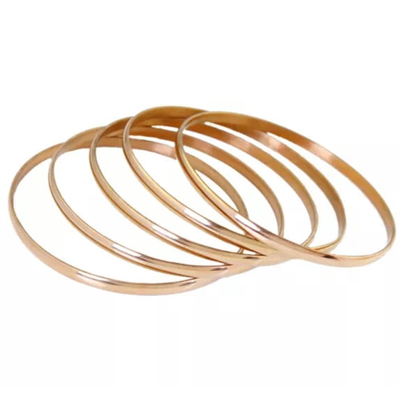 QQTDFG Three Choice 5pcs/Set Fashion Women's 6.8cm Stainless Steel Bangle Bracelet -Rose Gold