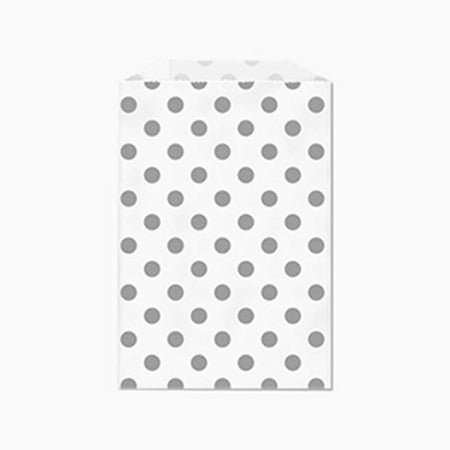 - Gray Polka Dot White Middy Bitty Flat Paper Bags 5 X 7 1/2 Inches Set of 25 bags