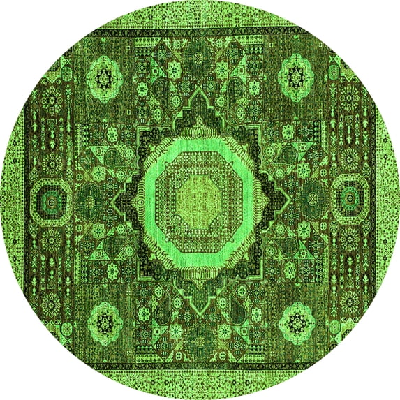 Ahgly Company Indoor Round Abstract Green Modern Area Rugs, 7' Round